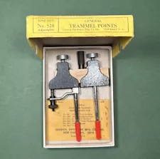 NOS General Adjustable Trammel Points No.520 Original Box • U.S.A.