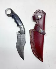 Custom Handmade Damascus Steel Karambit Knife Hunting Knife w/ Sheath