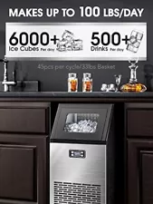 Commercial Ice Maker Machine,100lbs/Day Stainless Steel Under Counter for home