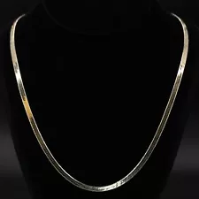 Sterling Silver - DESIGNER 4mm Herringbone Chain 24" Gold Necklace - 14g