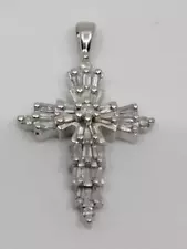 14K White Gold & Diamond Cross Pendant .52 CTW 1.5g (RO1047167)