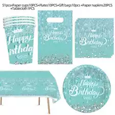 Tiffany Blue Happy Birthday Diamond Themed birthday party supplies tableware