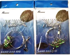 2 Packs Sand Dab Rigs 10 Hooks Dark Glow in the Dark beads