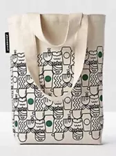 Vintage Genuine Starbucks Canvas Tote Bag Frappuccino Coffee Cup Siren Print