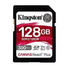 Kingston Canvas React Plus 128GB U3 V90 SDXC UHS-II SD Card 300R 260W