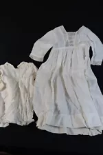 Antique Edwardian Victorian Doll Clothing Muslin Dress Bisque French German 23"L