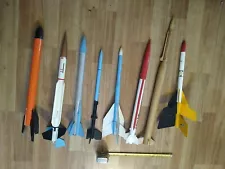 8- Vintage Built Estes Flying Model Rocket Kits - Nice Lot!