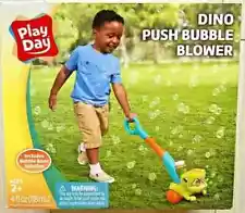 PLAY DAY DINO PUSH BUBBLE BLOWER NEW 2+, Includes Bubble Solution