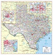 Texas State Wall Map Large Print Poster - Paper 24"x25"