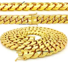 MENS HIP HOP 5 KILO HEAVY 18mm 30'' GOLD FINISH MIAMI CUBAN LINK CHAIN NECKLACE