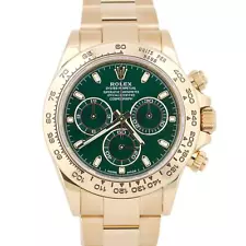 MINT PAPERS Rolex Daytona Cosmograph GREEN 40mm 18K Yellow Gold Watch 116508 BOX