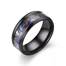 Gradient Multicolour Color Shell Rings Stainless Steel Ring For Men Women size12