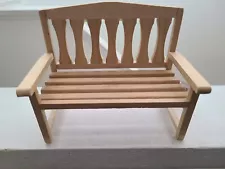 PARK LANE Miniature Wooden Bench Doll House Furniture 6 1/2" X 3 1/2"