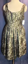 London Times black gold brocade evening cocktail dress 8 NWT