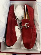 New Salvatore Ferragamo Parigi Men Driver Moccasin Loafers Shoes Red 8 $750