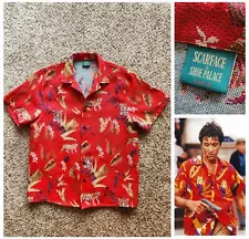 scarface X tony montana Hawaiian Shirt Sz Large Red Tiger Gangster Button Down