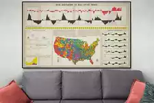 Real Estate Trend Map of the United States Vintage Decor Poster Print