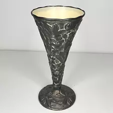 Vintage Silverplated Vase with Floral Embossing Heavy 10" Tall