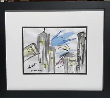 Adam West “Gotham Night” Original Watercolor Framed Signed