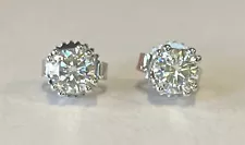 Estate Jewelry 5mm Round Moissanite Stud Earrings Sterling Silver