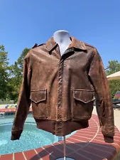 Original WWII WW2 CBI A-2 Horsehide Leather Flight Jacket, USAAF Size 42