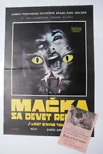 CAT O’ NINE TAILS +PGM HORROR DARIO ARGENTO 1971 RARE EXYUGO MOVIE POSTER