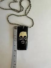 African Black and White Face Mask Pendant Necklace