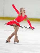 Ice Skating Dress. Red Figure Skating.Acrobatics Baton Twirling Dance Costume