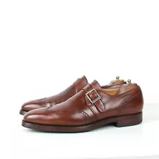 Crockett & Jones READING Men's Brown Leather Monk Strap Brogue Shoes 9.5 E