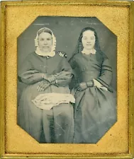 1/6 Plate Daguerreotype of Two Women - Younger Woman Wears Mourning Veil