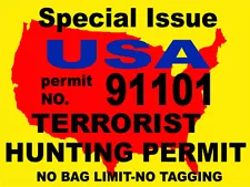 TERRORIST HUNTING PERMIT, STICKER S-55