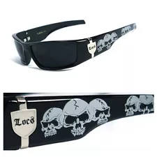 Locs Mens Cholo Biker Sunglasses - Black (Skull) LC55