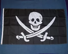 JOLLY ROGER PIRATE Classic Black and White Skull and Swords 3X5 35" X 60" Flag