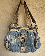 Vintage Rare 90s y2k style GUESS Denim Crystals Shoulders Bag/Purse/Handbag