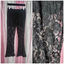 New Leggings Park Bell Bottom Black Lace Pants Size Large