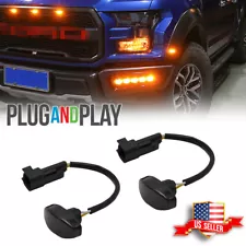 For 2010-2014 Ford Raptor Smoked Lens Front Amber LED Side Marker Fender Lights (For: 2014 Ford)