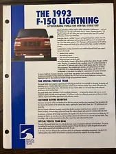 1993 Ford F-150 Lightning SVT Spec Sheet Brochure Photo Poster-Sales Literature