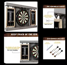 Prescott Collection Bristle Dartboard Cabinet with LED Light, 40 Inch X 23.7 Inc