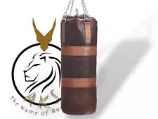 Vintage twin style pure leather punching bag, cowhide sandbag, heavy boxing bag.