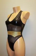 Women Thong Exclusive Leotard 202-26 Multycolor Spandex & Black Mesh Size S