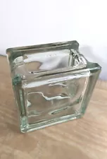 Architectural Wavy Clear Glass Block Brick Vase 4.5” Square