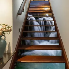 3D Sunset Waterfall Scenery Stair Riser Decal Self-adhesive Staircase Stickers