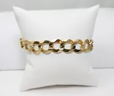 8.5" Solid Yellow Gold Concave Curb Link Bracelet (9828)