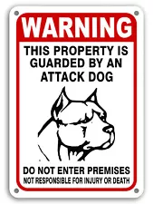 Guard Dog on Duty Signs Beware of Dog Sign Dogs Will Bite Attack Dog 7"x 11"