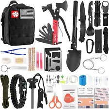 142 Pcs Emergency Survival Kit Backpack First Aid kit Gear Tools Set for Camping