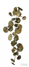 Vintage Mid Century Modern Brass Copper Gotu Kola Plant Wall Hanging 21" long