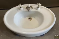 Vintage Oval Porcelain Sink with Hardware and Legs