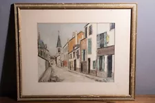 1960s Maurice Utrillo Painting Eglise De Stains Seine Framed Lithograph 22x18