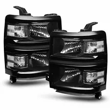 Black Clear Projector Head Lights Lamps For 2014-2015 Chevy Silverado 1500 USA