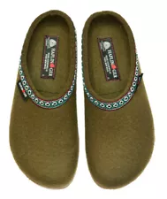 HAFLINGER Grizzly Franzl olive green khaki Clog Wool Slipper Germany New